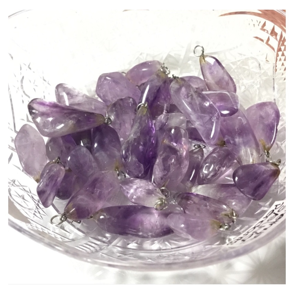 35pcs Natural Amethyst Sterling Silver Pendant Bundle